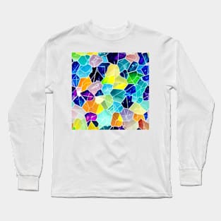 Abstract Marble, gems, precious stones, patchwork, colorful, geometrical,seamless patterns Long Sleeve T-Shirt